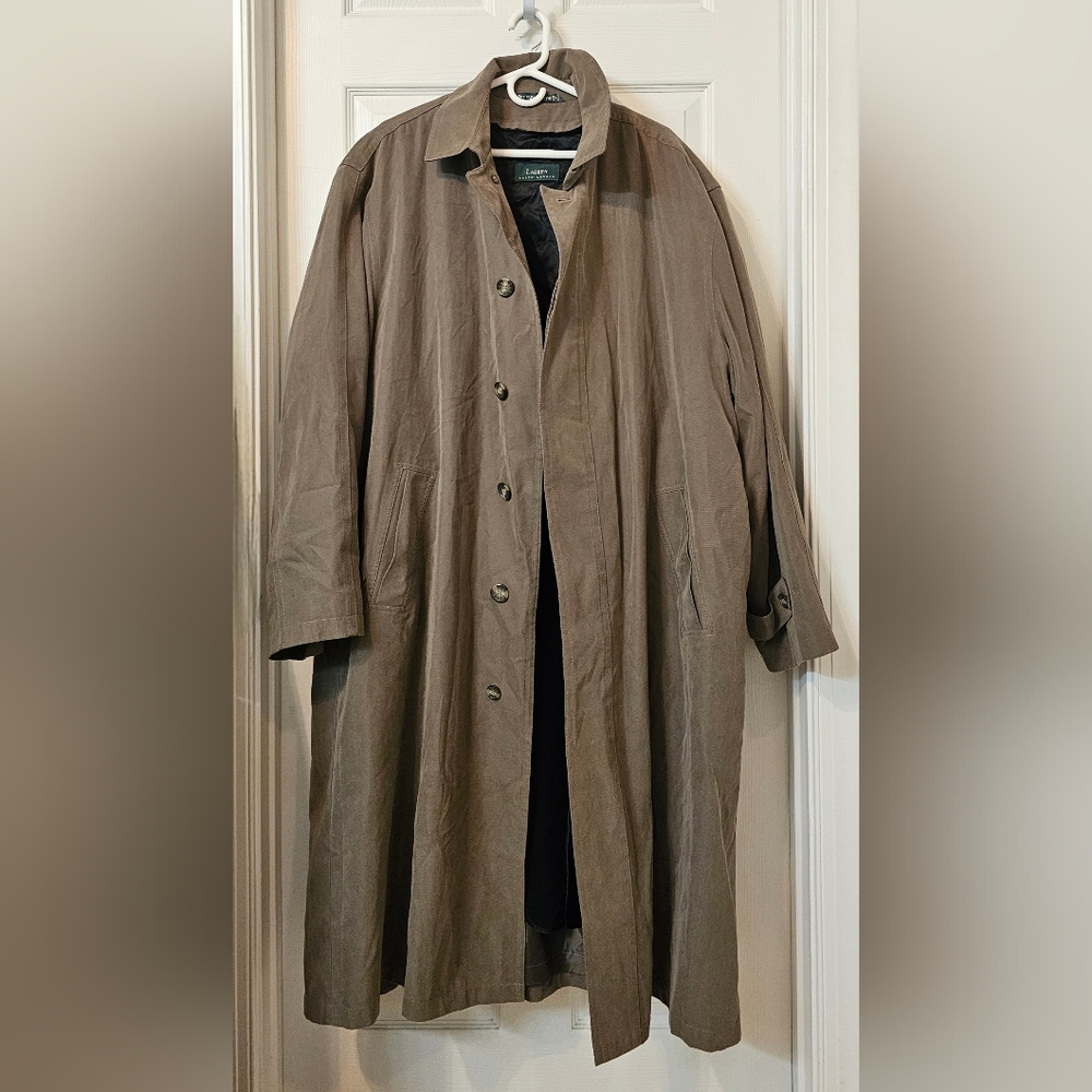 Lauren Ralph Lauren Trench Coat Men's 46L Removable Wool Lining Overcoat Topcoat